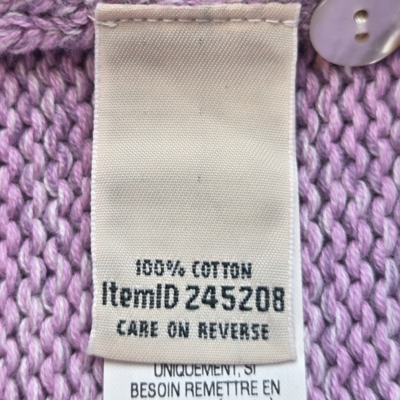 LL Bean Cardigan Sweater Women's Large Lavender Cottagecore Prairie Preppy - Picture 5 of 10